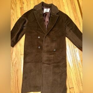 Aritzia The Slouch Coat Jacket Cedar Brown size 2 camel wool